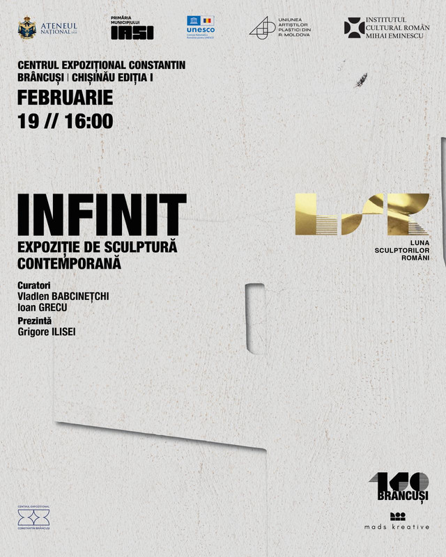 Luna Sculptorilor Români, la Chișinău. ICR Mihai Eminescu este partener al expoziției de sculptură contemporană „INFINIT – Brâncuși și transgresarea hotarelor”


