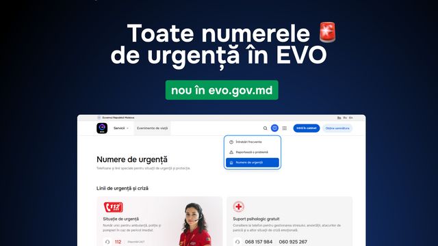 Începând de astăzi, toate numerele de urgență sunt în portalul EVO