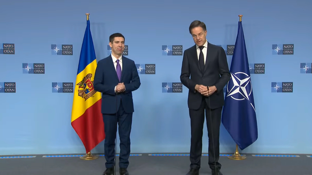 VIDEO | Declarații comune ale ministrului afacerilor externe al Republicii Moldova, Mihai Popșoi, și ale Secretarului general NATO, Mark Rutte