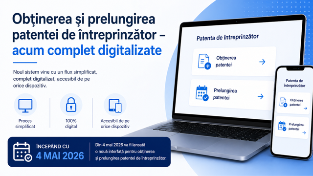 Patenta de întreprinzător va putea fi obținută și prelungită online, anunță Fiscul 