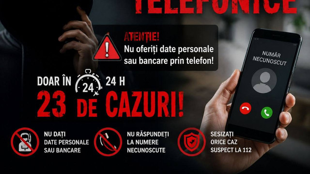 Cazuri de escrocherii telefonice. IGP: „Nu oferiți informații cu caracter personal sau date bancare”
