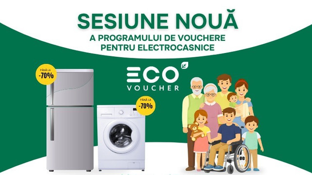 Programul EcoVoucher: Circa 1.600 de familii vor primi vouchere pentru electrocasnice eficiente energetic