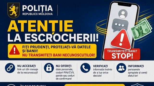Poliția: 25 de cazuri de fraudă telefonică într-o singură zi. Prejudiciul se ridică la peste 2 milioane de lei 