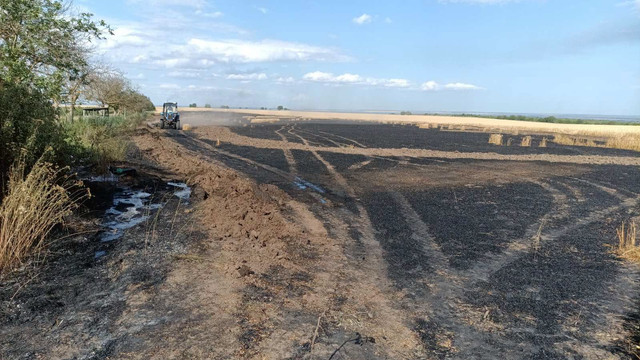 Incendiu de proporții la Ștefan Vodă: șapte hectare de grâu au ars, iar alte 39 au fost salvate de pompieri 